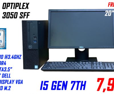 PC คอมพิวเตอร์ Dell Optiplex 3050 SFF I5 Gen 7th /4/1tb พร้อมจอ20นิ้ว ลงโปรแกรมพื้นฐานพร้อมใช้งาน